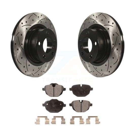Coated Drilled Slotted Disc Brake Rotors And Ceramic Pads Rear Kit For BMW X3 X4