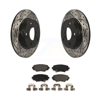 Coated Drilled Slotted Disc Brake Rotor & Ceramic Pad Rear Kit For Mazda 3 Sport