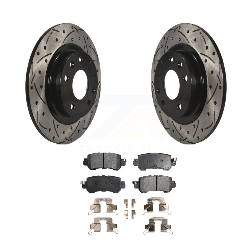 Coated Drill Slot Disc Brake Rotor Ceramic Pad Rear Kit For 2016-2018 Mazda CX-3