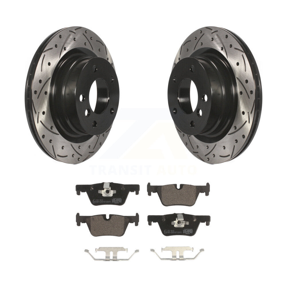 Drilled Slot Brake Rotor Ceramic Pad Rear Kit For BMW 230i xDrive 228i 328i 320i