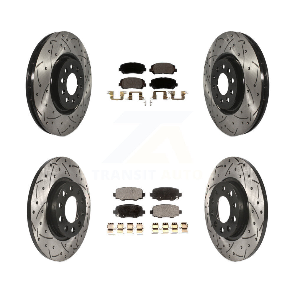 Coated Drilled Slot Disc Brake Rotor Ceramic Pad Front Rear Kit For Chrysler 200