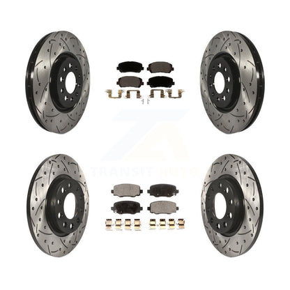 Coated Drilled Slot Disc Brake Rotor Ceramic Pad Front Rear Kit For Chrysler 200