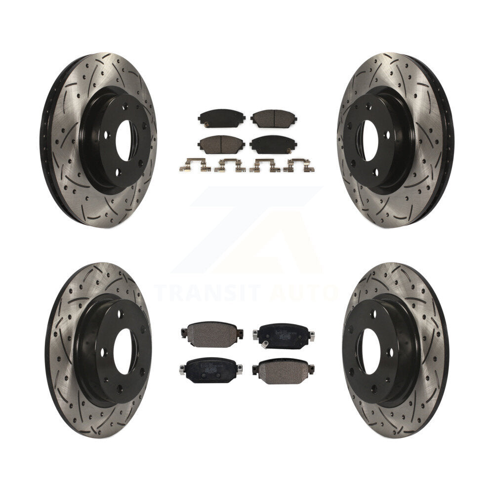 Drilled Slot Brake Rotor Ceramic Pad Front Rear Kit For 2019-2022 Mazda CX-3 AWD