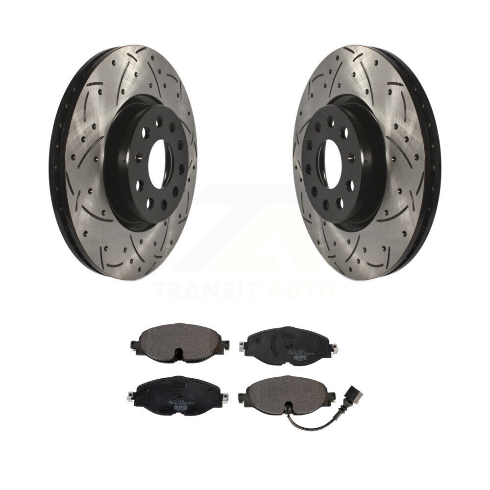 Drill Slot Brake Rotor Ceramic Pad Front Kit For Volkswagen Golf Taos SportWagen