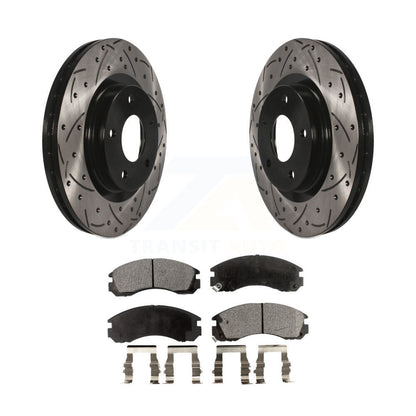 Coated Drilled Slot Disc Brake Rotor Ceramic Pad Front Kit For Mitsubishi Lancer