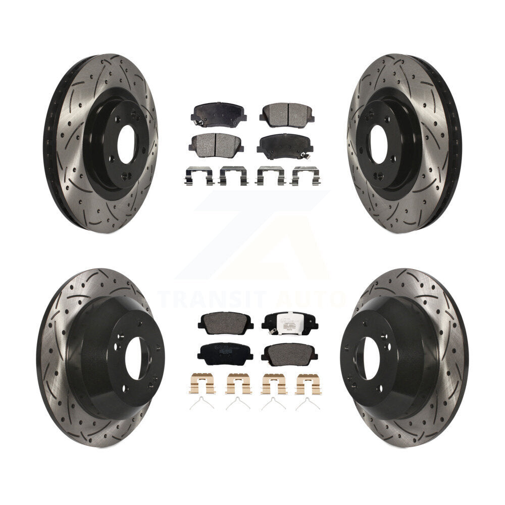 Coated Drilled Slot Disc Brake Rotors Ceramic Pad Front Rear Kit For Kia Sorento