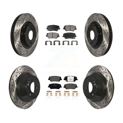 Coated Drilled Slot Disc Brake Rotors Ceramic Pad Front Rear Kit For Kia Sorento
