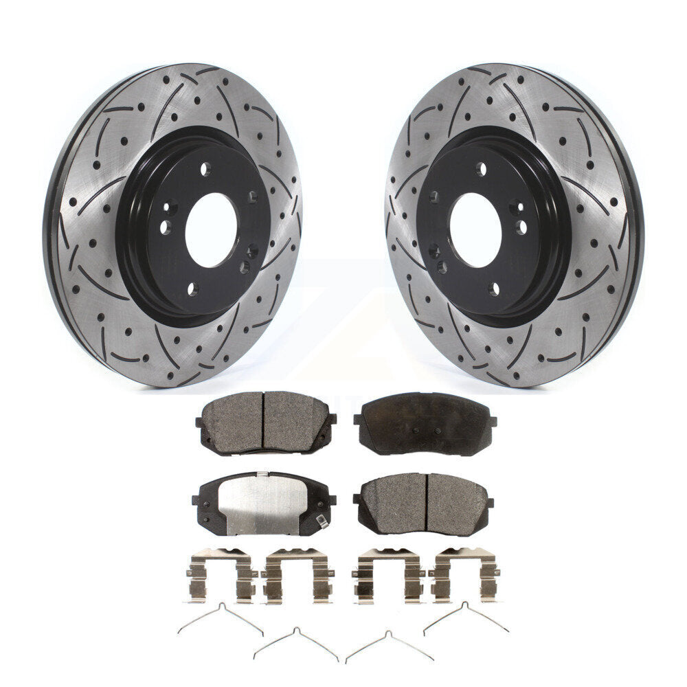 Drill Slot Brake Rotor Ceramic Pad Front Kit For Hyundai Sonata Kona Electric EV