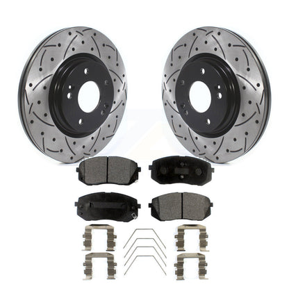 Drilled Slot Brake Rotor Ceramic Pad Front Kit For Kia Hyundai Kona Seltos Forte