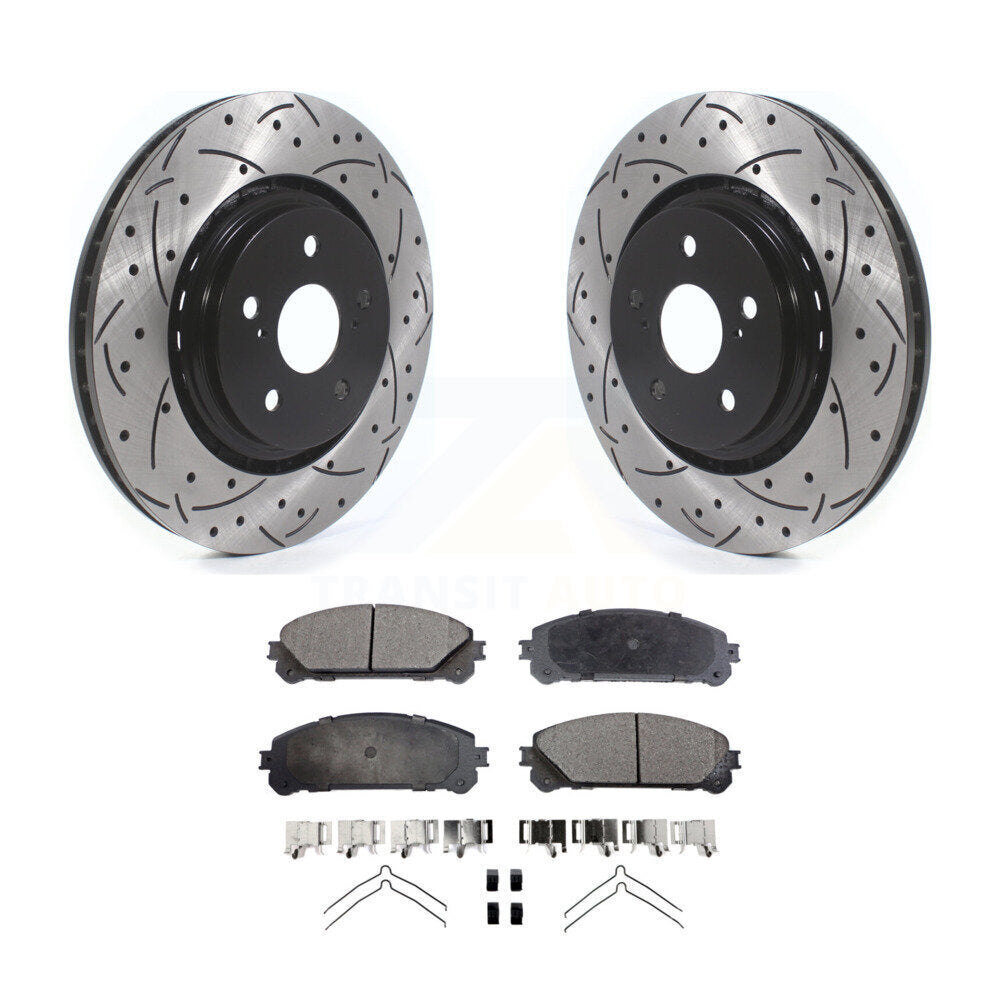 Drill Slot Brake Rotor Ceramic Pad Front Kit For Lexus RX350 Toyota Camry RX450h