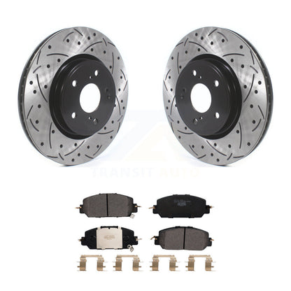 Coated Drilled Slot Disc Brake Rotor & Ceramic Pad Front Kit For Honda CR-V HR-V