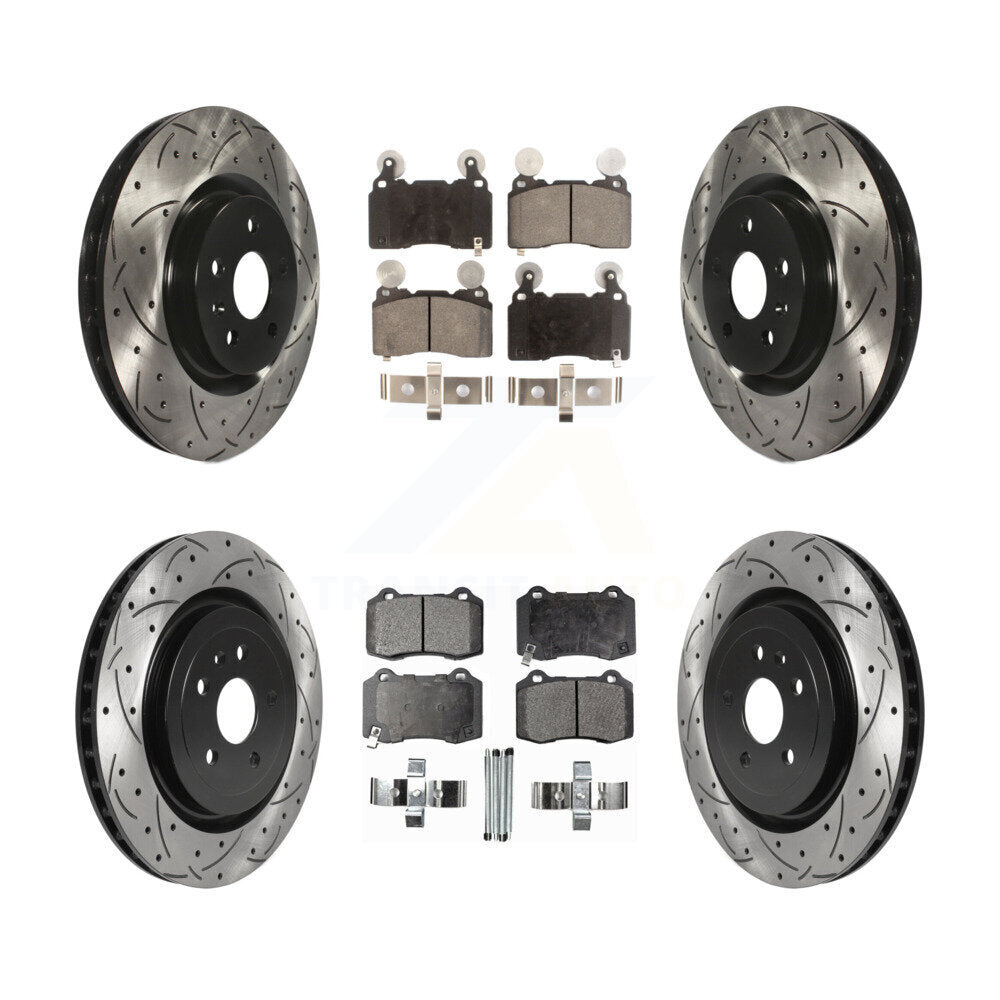 Drill Slot Brake Rotors Ceramic Pad Front Rear Kit For 10-15 Chevrolet Camaro SS