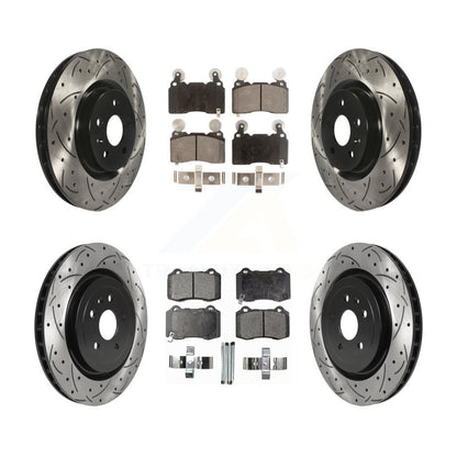 Drill Slot Brake Rotors Ceramic Pad Front Rear Kit For 10-15 Chevrolet Camaro SS