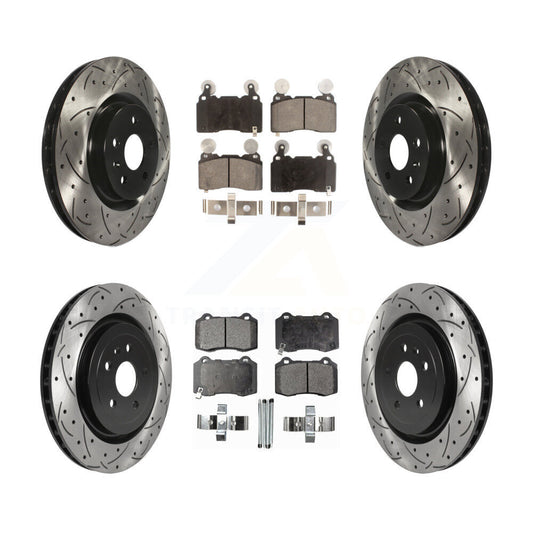 Drill Slot Brake Rotors Ceramic Pad Front Rear Kit For 10-15 Chevrolet Camaro SS
