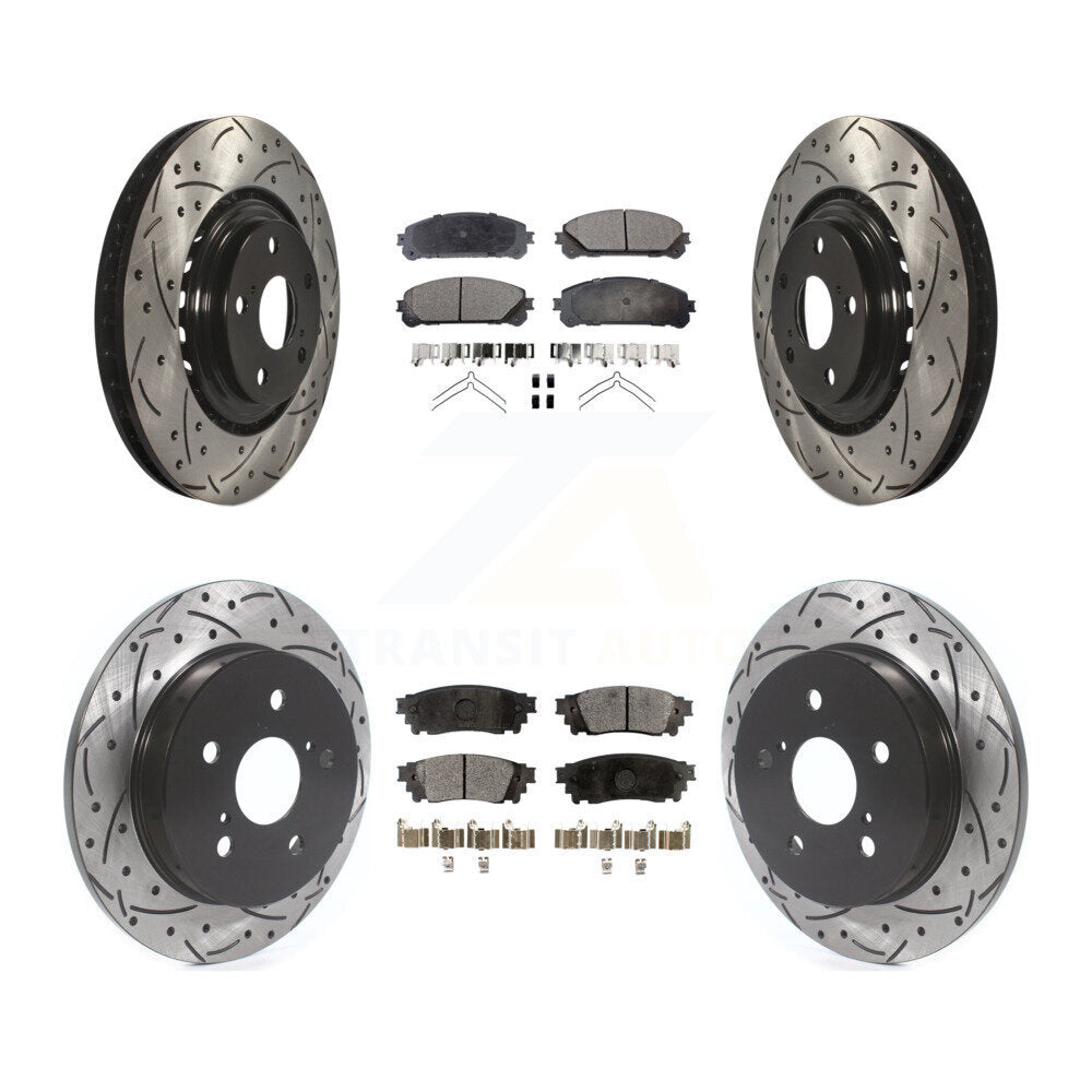 Drill Slot Brake Rotors Ceramic Pad Front Rear Kit For Lexus NX300 NX200t NX300h