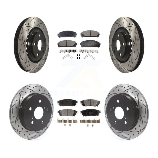 Drill Slot Brake Rotors Ceramic Pad Front Rear Kit For Lexus NX300 NX200t NX300h