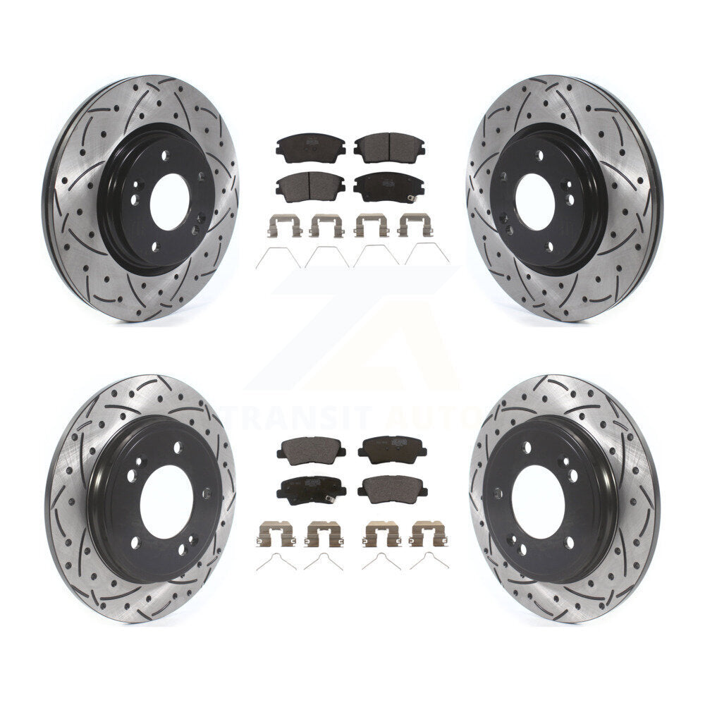 Drill Slot Brake Rotor Ceramic Pad Front Rear Kit For 17-20 Hyundai Elantra 1.6L