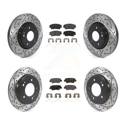 Drill Slot Brake Rotor Ceramic Pad Front Rear Kit For 17-20 Hyundai Elantra 1.6L