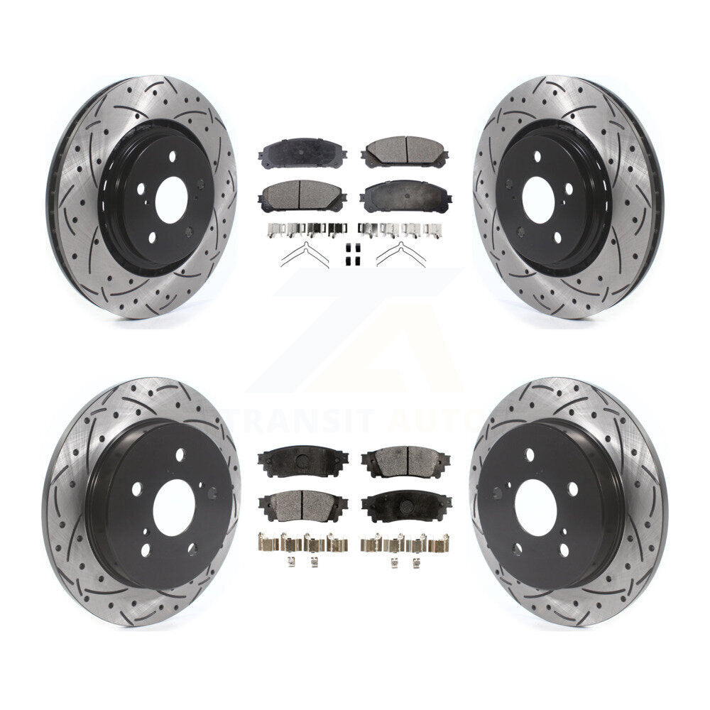 Drilled Slot Brake Rotors Ceramic Pad Front Rear Kit For Toyota Camry Avalon TRD