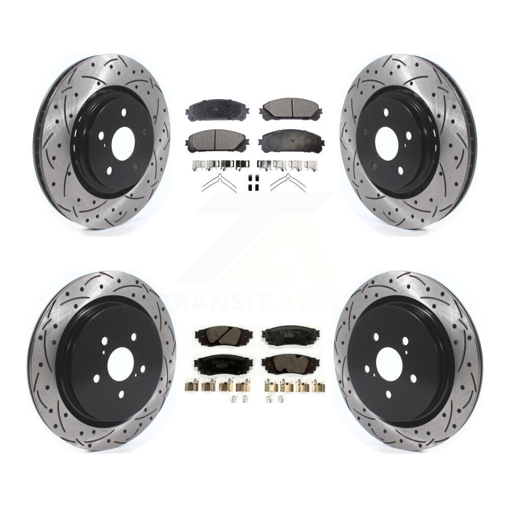 Drill Slot Brake Rotors Ceramic Pad Front Rear Kit For Lexus RX350 RX450h RX350L