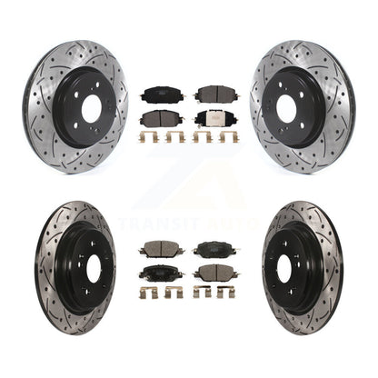 Coated Drilled Slot Disc Brake Rotor & Ceramic Pad Front Rear Kit For Honda CR-V