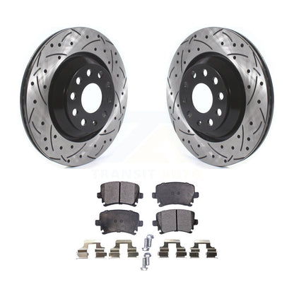 Drill Slot Brake Rotors Ceramic Pad Rear Kit For Volkswagen GTI Passat CC Golf R