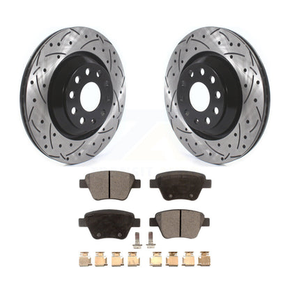 Drilled Slot Brake Rotor Ceramic Pad Rear Kit For Volkswagen GTI Audi A3 Quattro