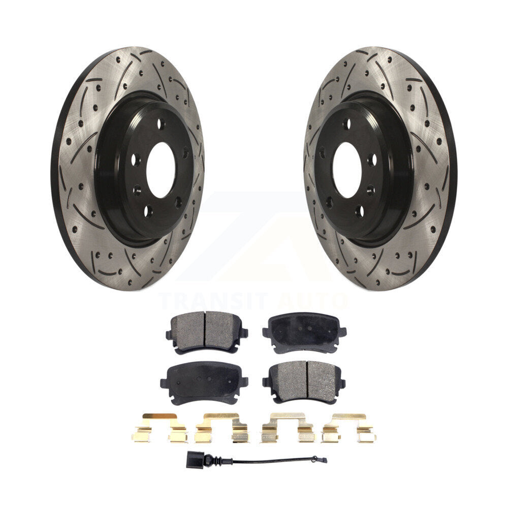 Coated Drilled Slot Disc Brake Rotor Ceramic Pad Rear Kit For Audi Q5 A4 allroad