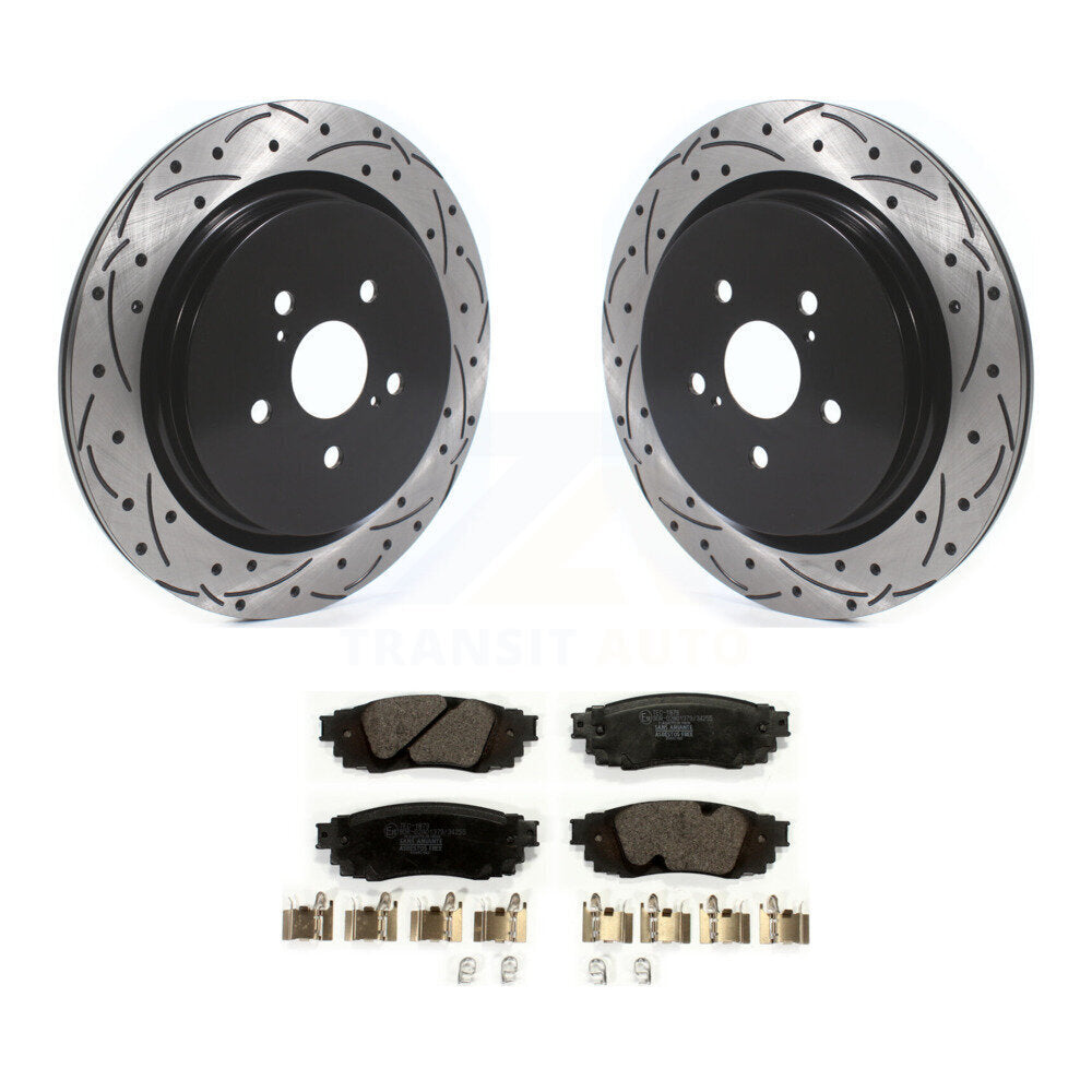 Drilled Slot Disc Brake Rotor Ceramic Pad Rear Kit For Lexus RX350 RX450h RX350L