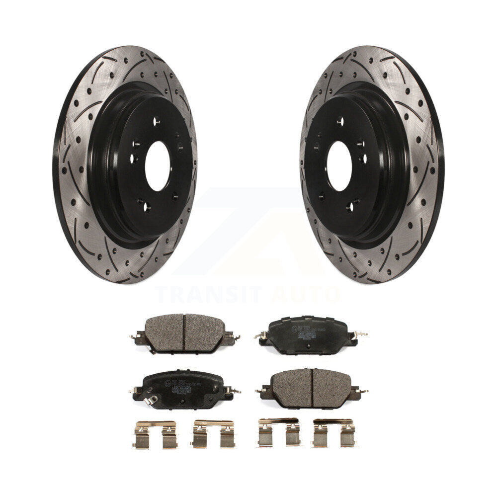 Coated Drill Slot Disc Brake Rotor Ceramic Pad Rear Kit For 2017-2024 Honda CR-V