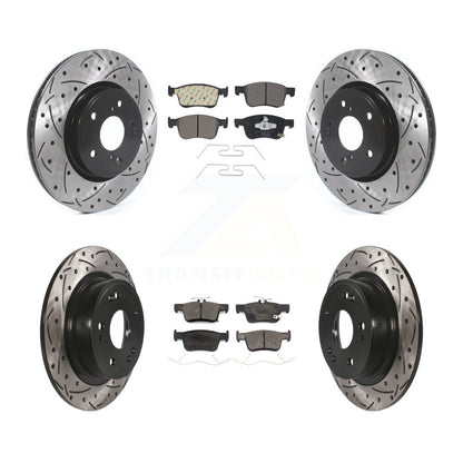Coated Drilled Slot Disc Brake Rotor Ceramic Pad Front Rear Kit For Honda Accord
