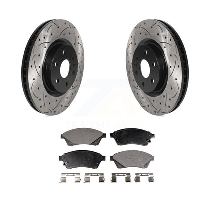 Drilled Slot Disc Brake Rotor & Ceramic Pad Front Kit For Cadillac SRX Saab 9-4X
