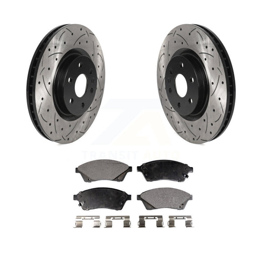 Drilled Slot Disc Brake Rotor & Ceramic Pad Front Kit For Cadillac SRX Saab 9-4X