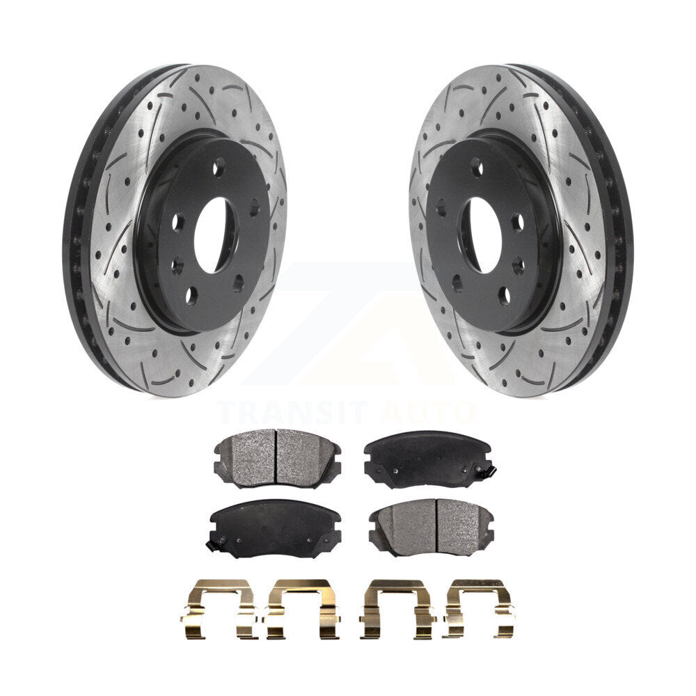 Drilled Slot Brake Rotors Ceramic Pad Front Kit For Chevrolet Malibu Buick Regal