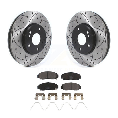 Drilled Slot Disc Brake Rotor & Ceramic Pad Front Kit For Honda Accord Acura TSX