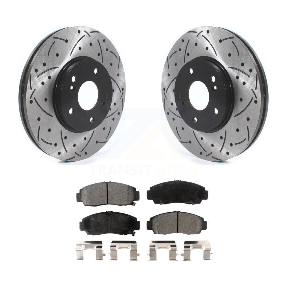 Drilled Slot Brake Rotors Ceramic Pad Front Kit For Honda Accord Acura TSX TL CL