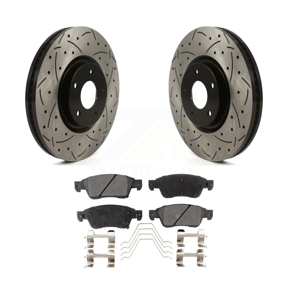 Coat Drill Slot Disc Brake Rotors Ceramic Pad Front Kit For INFINITI G37 G35 Q60