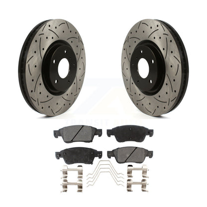 Coat Drill Slot Disc Brake Rotors Ceramic Pad Front Kit For INFINITI G37 G35 Q60