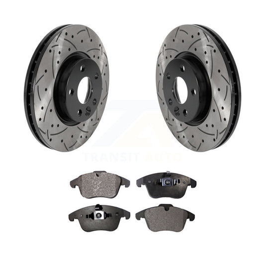 Drilled Slot Brake Rotor Ceramic Pad Front Kit For Volvo Land Rover Range Evoque