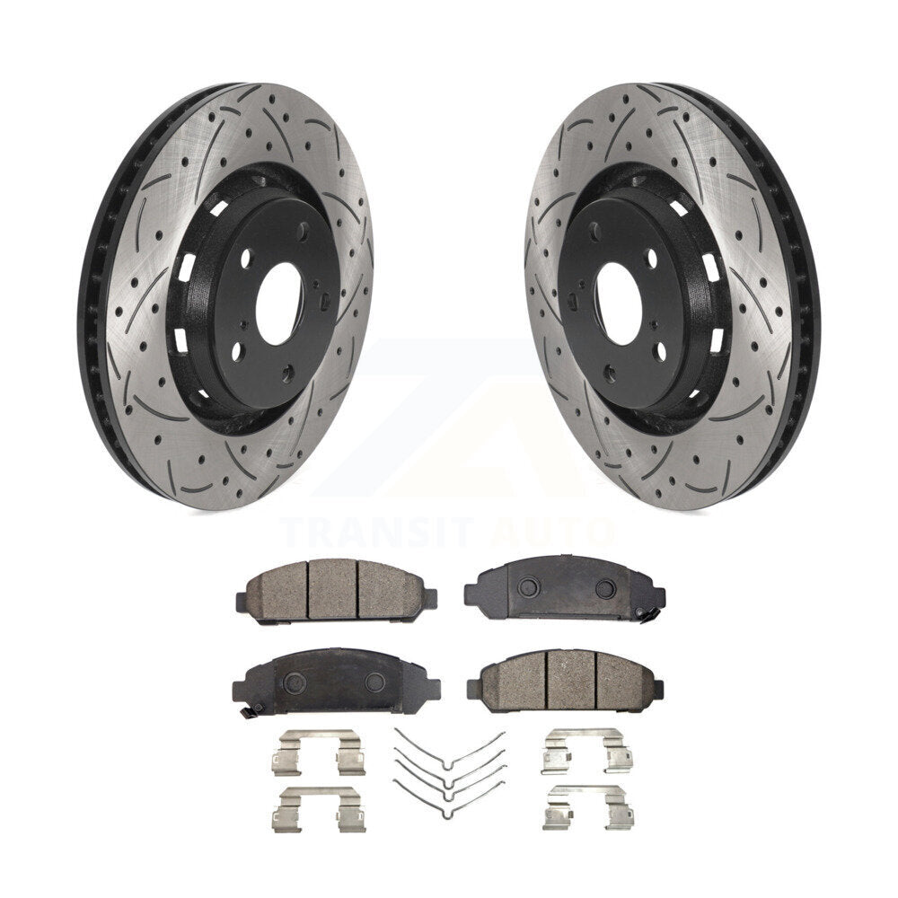 Drilled Slot Disc Brake Rotor & Ceramic Pad Front Kit For 2009-2016 Toyota Venza
