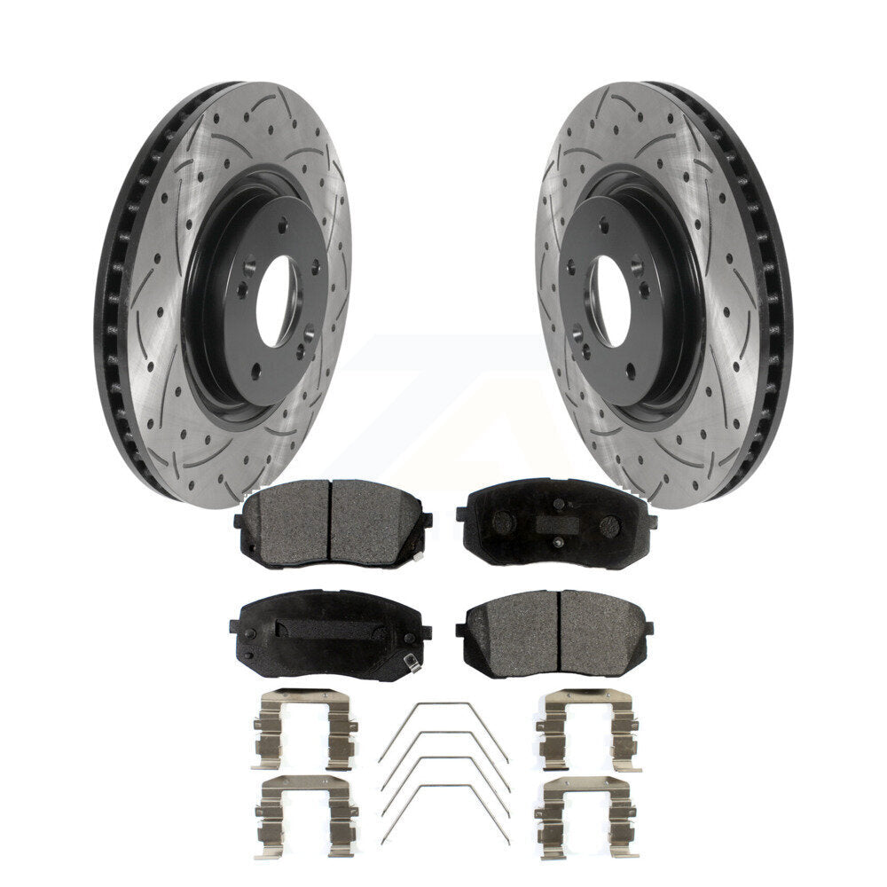 Drill Slot Disc Brake Rotors Ceramic Pad Front Kit For Hyundai Sonata Kia Optima
