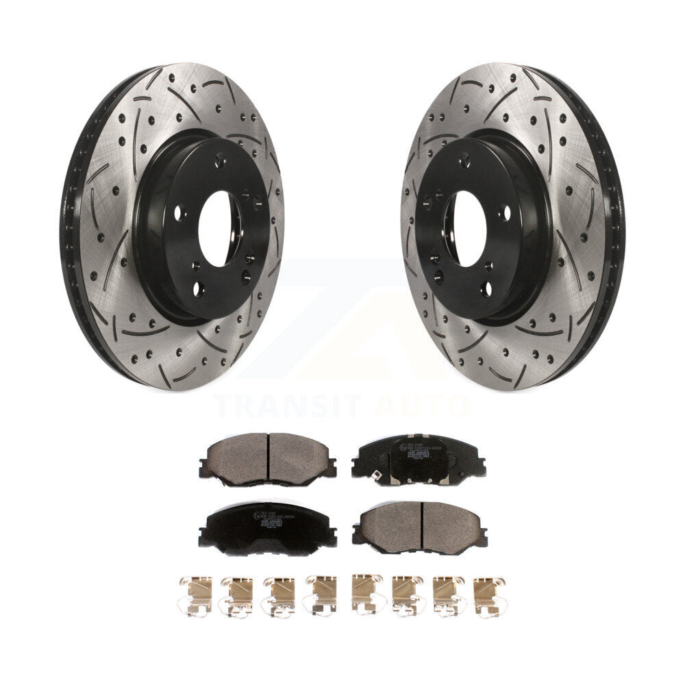 Coated Drill Slot Disc Brake Rotor Ceramic Pad Front Kit For Honda Civic Insight