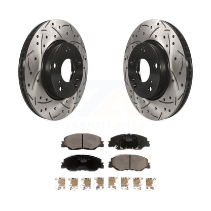 Coated Drill Slot Disc Brake Rotor Ceramic Pad Front Kit For Honda Civic Insight