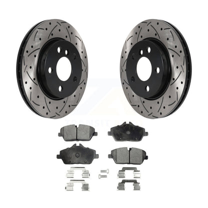 Coated Drilled Slotted Disc Brake Rotors & Ceramic Pad Front Kit For Mini Cooper