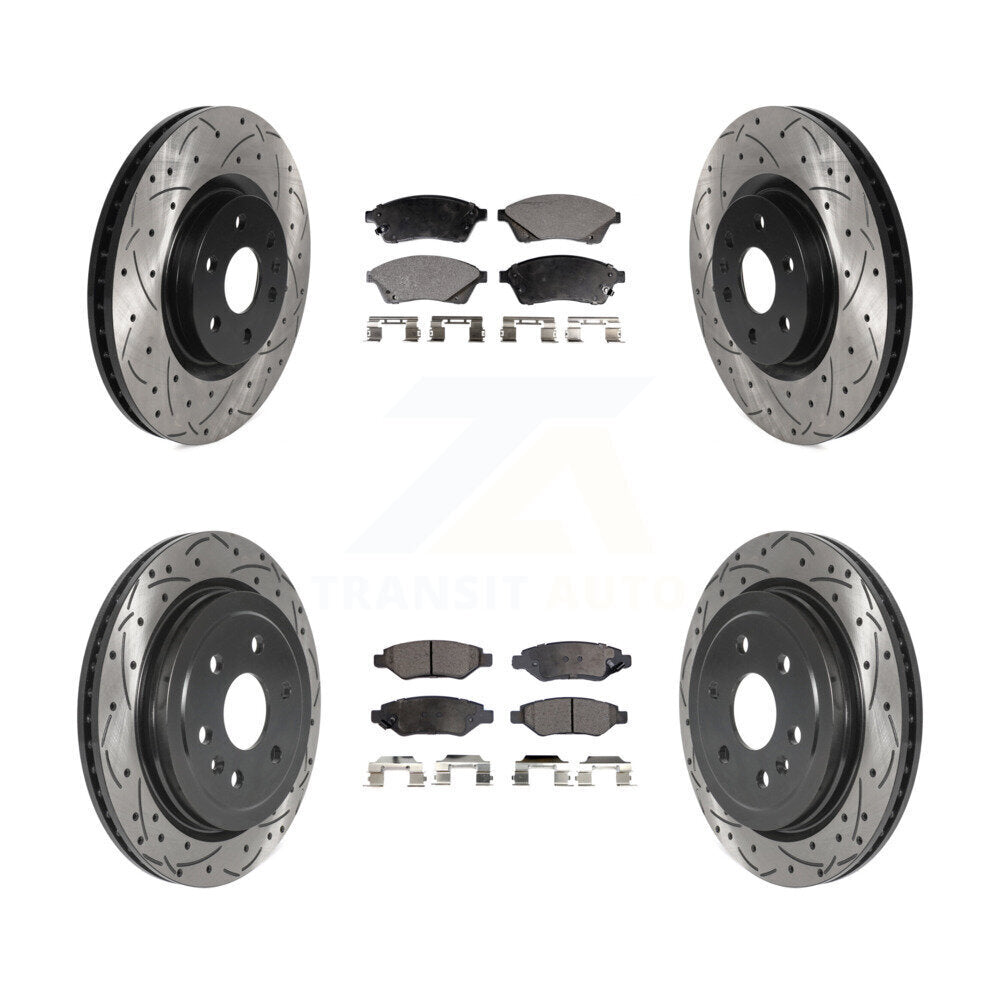 Drilled Slot Brake Rotor & Ceramic Pad Front Rear Kit For Cadillac SRX Saab 9-4X
