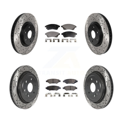 Drilled Slot Brake Rotor & Ceramic Pad Front Rear Kit For Cadillac SRX Saab 9-4X