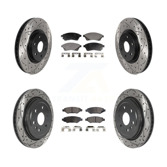 Drilled Slot Brake Rotor & Ceramic Pad Front Rear Kit For Cadillac SRX Saab 9-4X