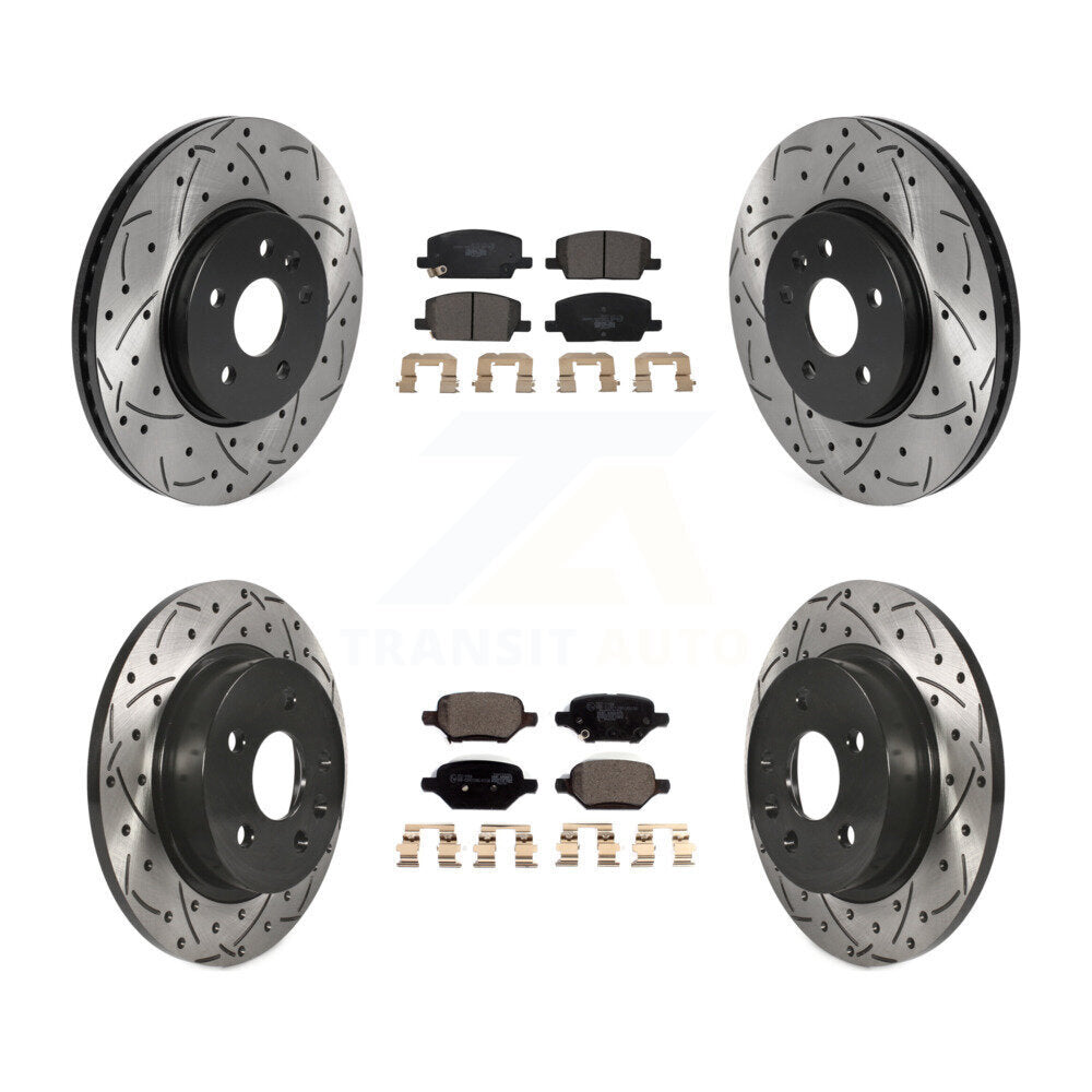 Drilled Slot Brake Rotor & Ceramic Pad Front Rear Kit For Buick Encore Chevrolet