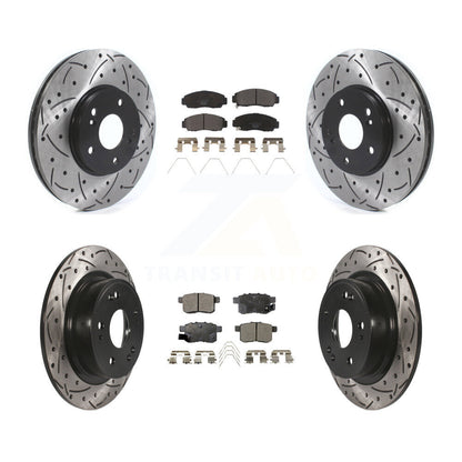 Drilled Slot Brake Rotor & Ceramic Pad Front Rear Kit For Honda Accord Acura TSX