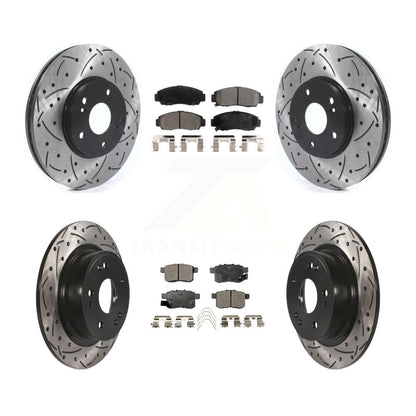 Drilled Slot Brake Rotor & Ceramic Pad Front Rear Kit For Honda Accord Acura TSX